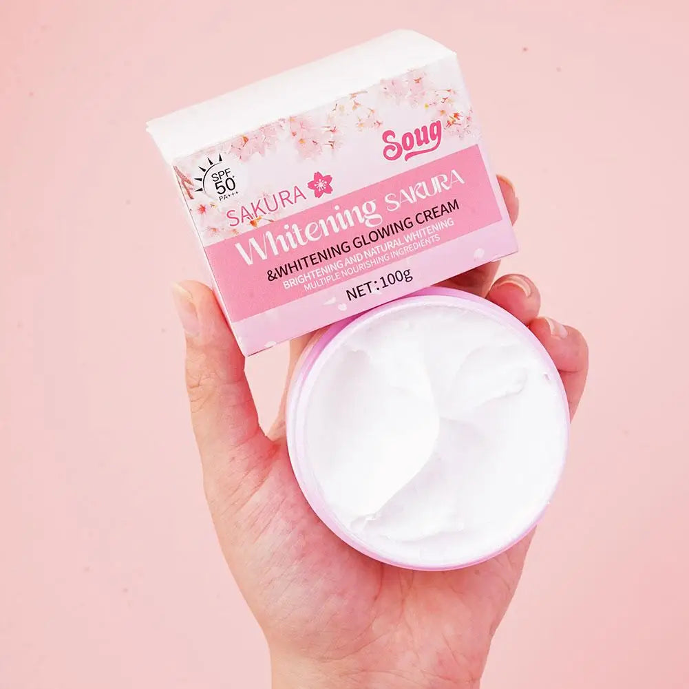 Crème Éclaircissante Sakura SPF50 - Protection Solaire & Blanchiment 100g