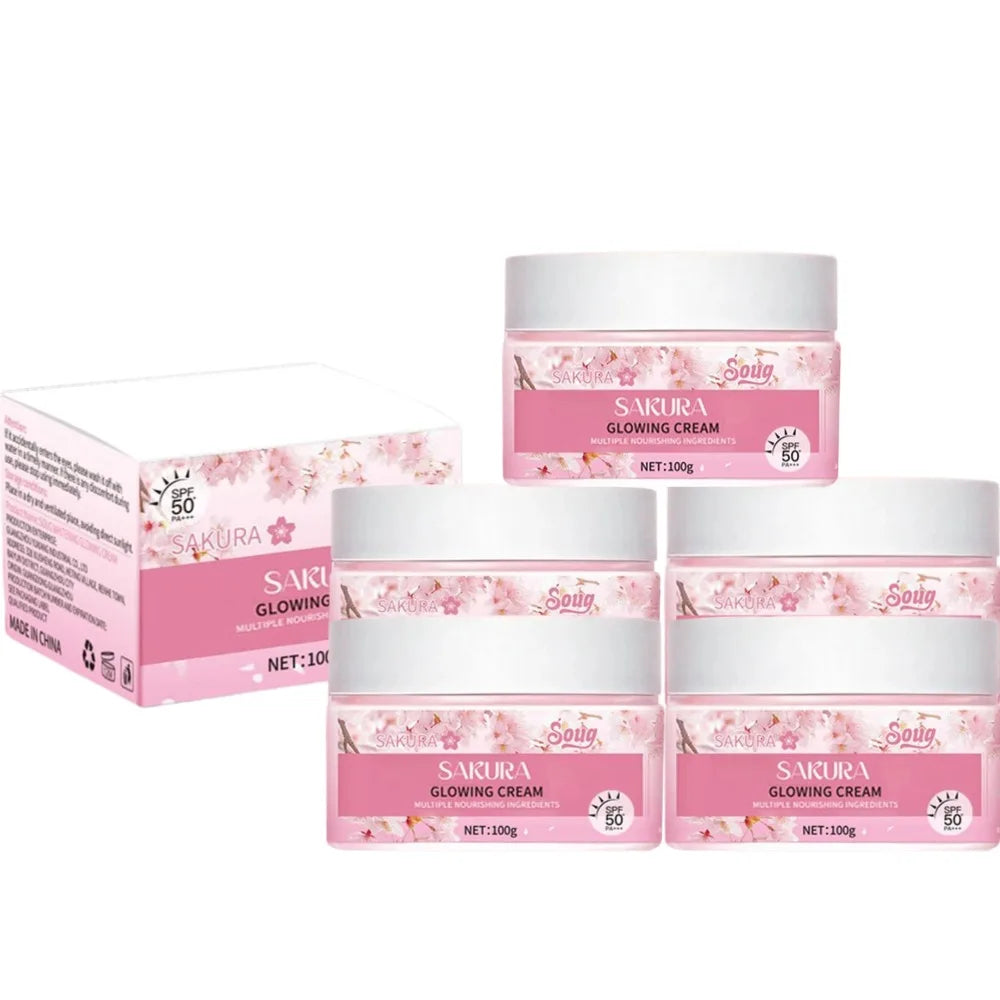 Crème Solaire Sakura SPF50+ - Protection UV Hydratante et Éclaircissante 100g