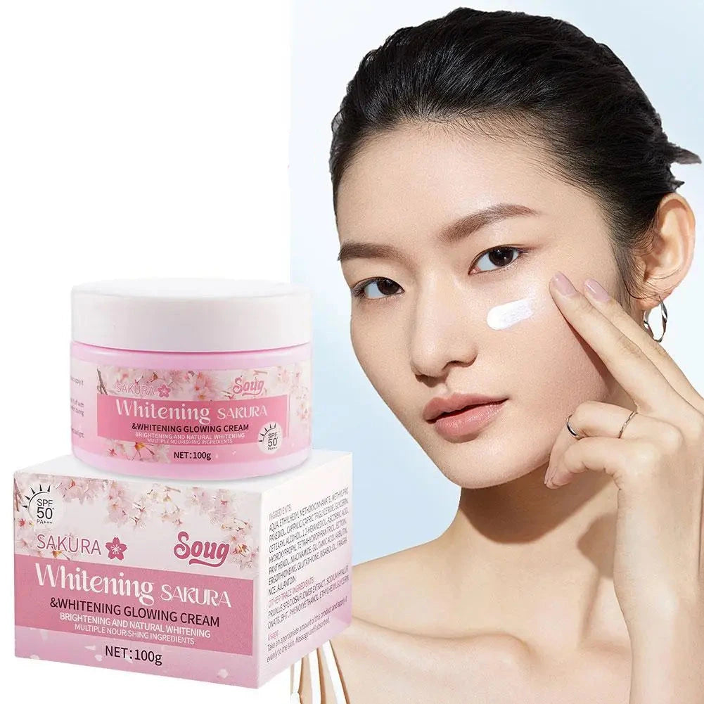 Crème Éclaircissante Sakura SPF50 - Protection Solaire & Blanchiment 100g