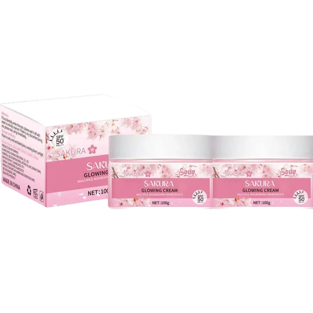 Crème Solaire Sakura SPF50+ - Protection UV Hydratante et Éclaircissante 100g