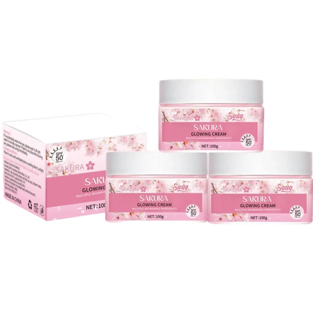 Crème Solaire Sakura SPF50+ - Protection UV Hydratante et Éclaircissante 100g