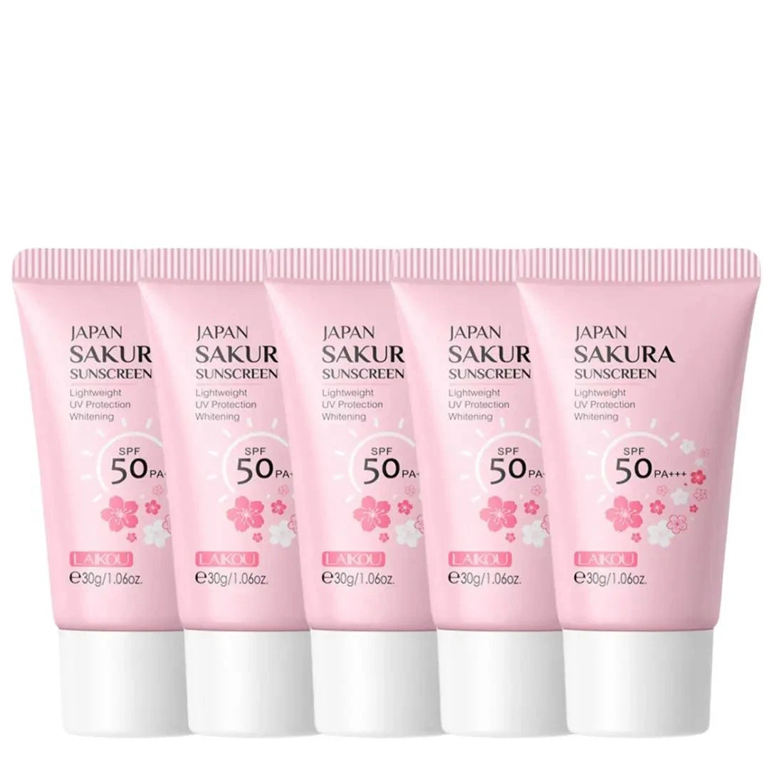 Crème Solaire Sakura SPF50 - Pack 3/5pcs Protection UV Visage Corps