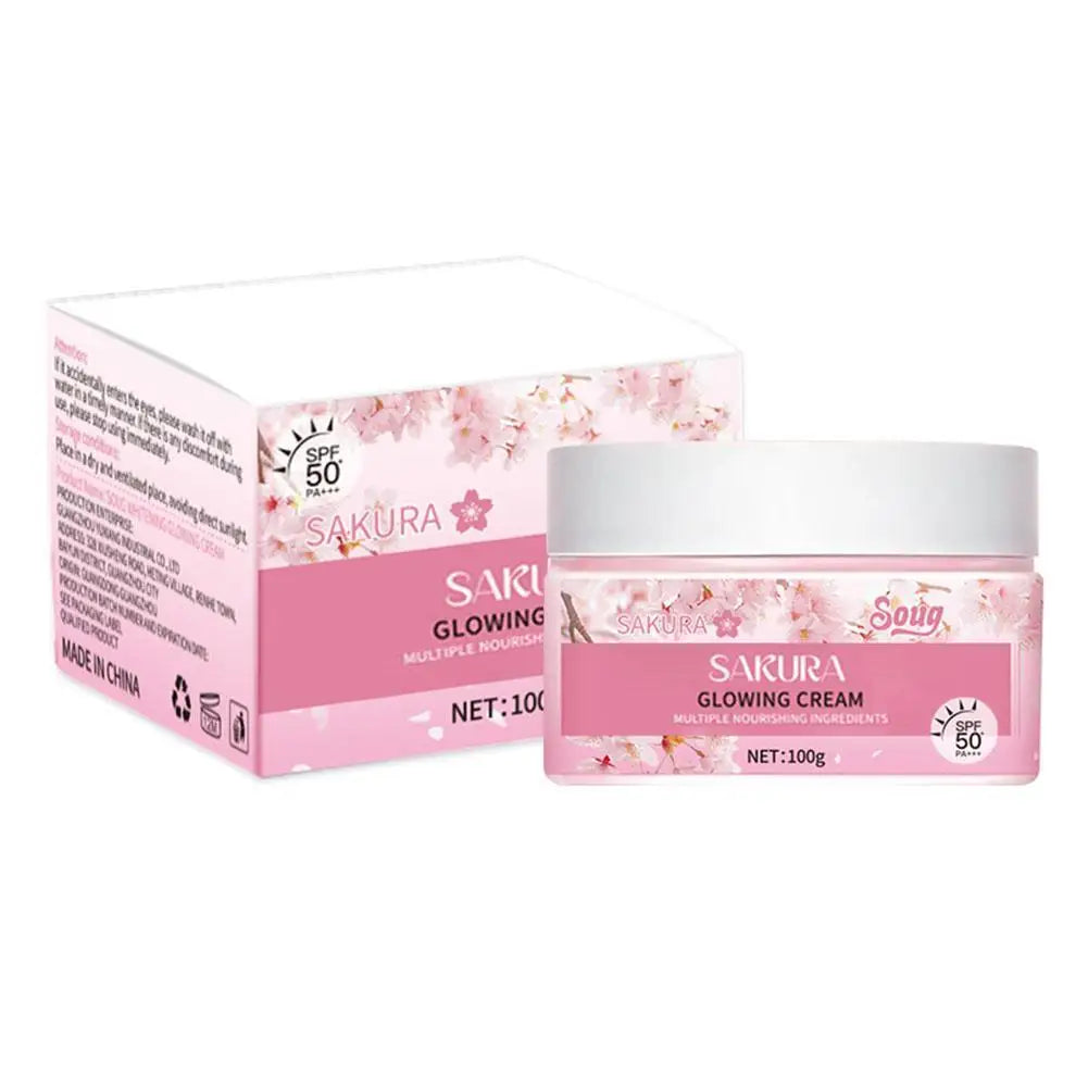 Crème Solaire Sakura SPF50+ - Protection UV Hydratante et Éclaircissante 100g