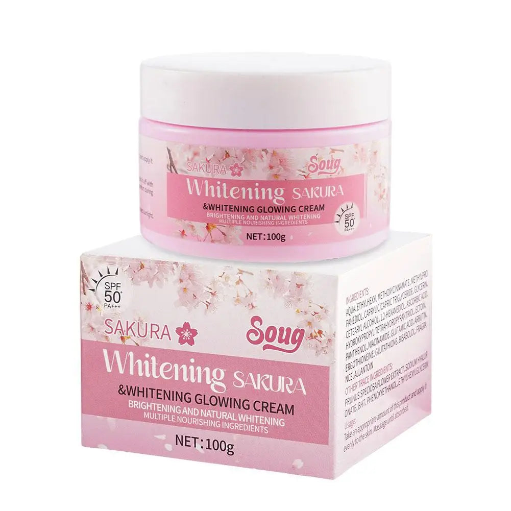 Crème Éclaircissante Sakura SPF50 - Protection Solaire & Blanchiment 100g